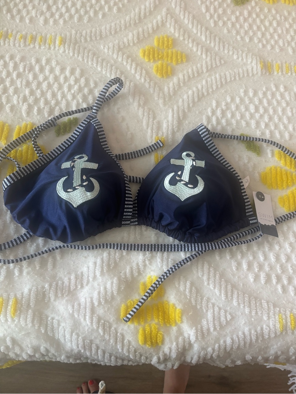 Cacique Navy Anchor Triangle Bikini Top nwt